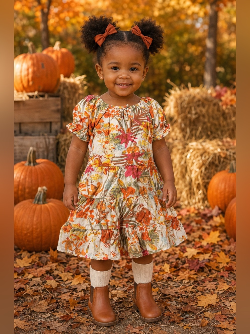 Chelsea & Violet Girls 2T Fall Floral Tiered Dress